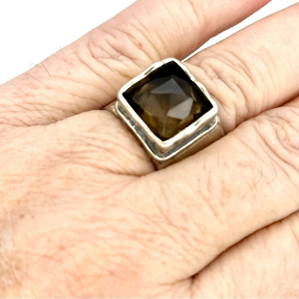Silpada Retired Vintage R1453 Dusk Til Dawn Silver Smoky Quartz Ring Size 7.75